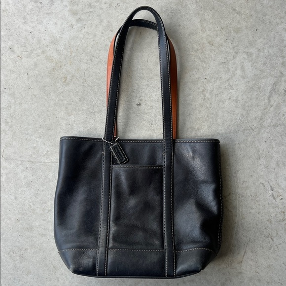 VTG Coach Black & Brown Leather Gallery Tote Designer Shoulder Bag ❤️ - Picture 1 of 8